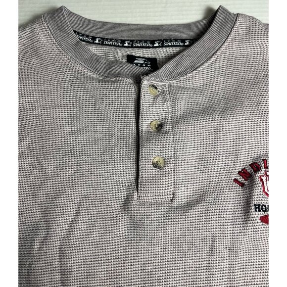 VTG Starter Indiana University Hoosiers NCAA Thermal Henley Mens L Gray Cotton - Picture 7 of 13